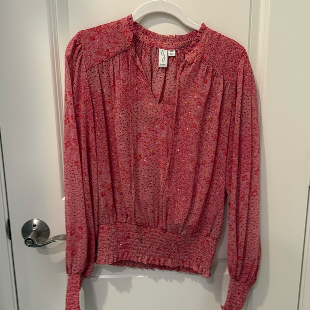 Joie Pink Sheer long sleeve blouse